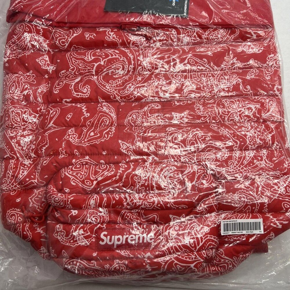 Supreme Red Paisley Puffer Backpack FW22